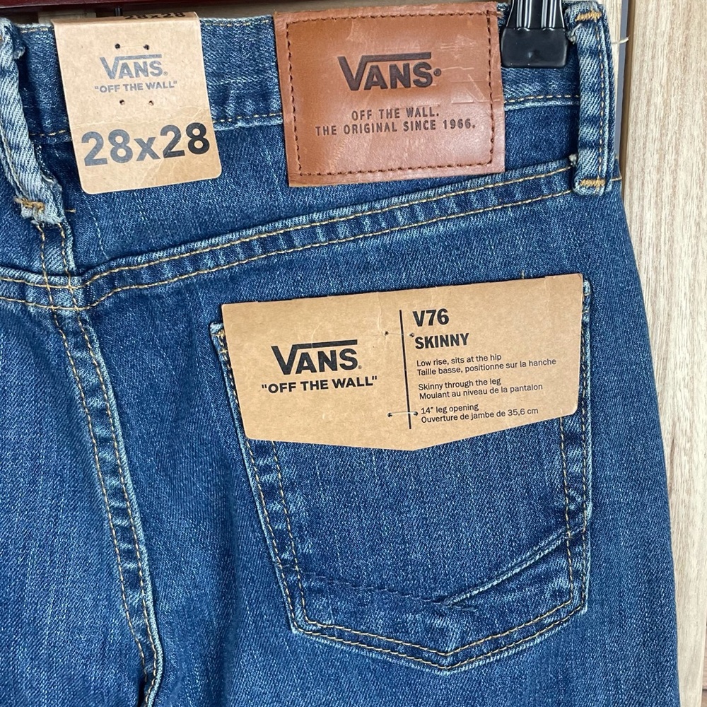 VANS Off The Wall Skinny V76 Low Rise Denim Stretch Jeans